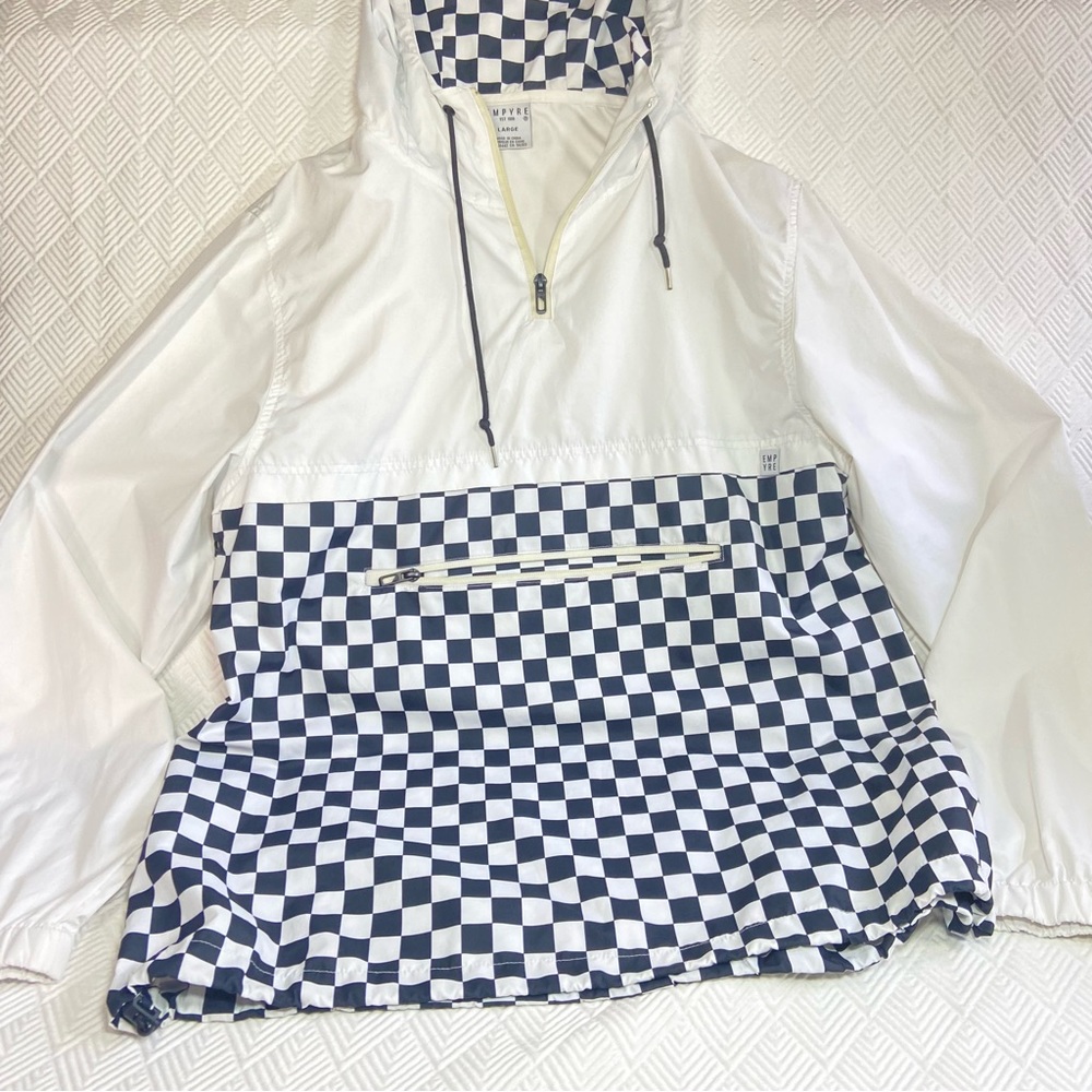 Empyre Checkered Pull-over Wind Breaker Black and White Size Large Like New